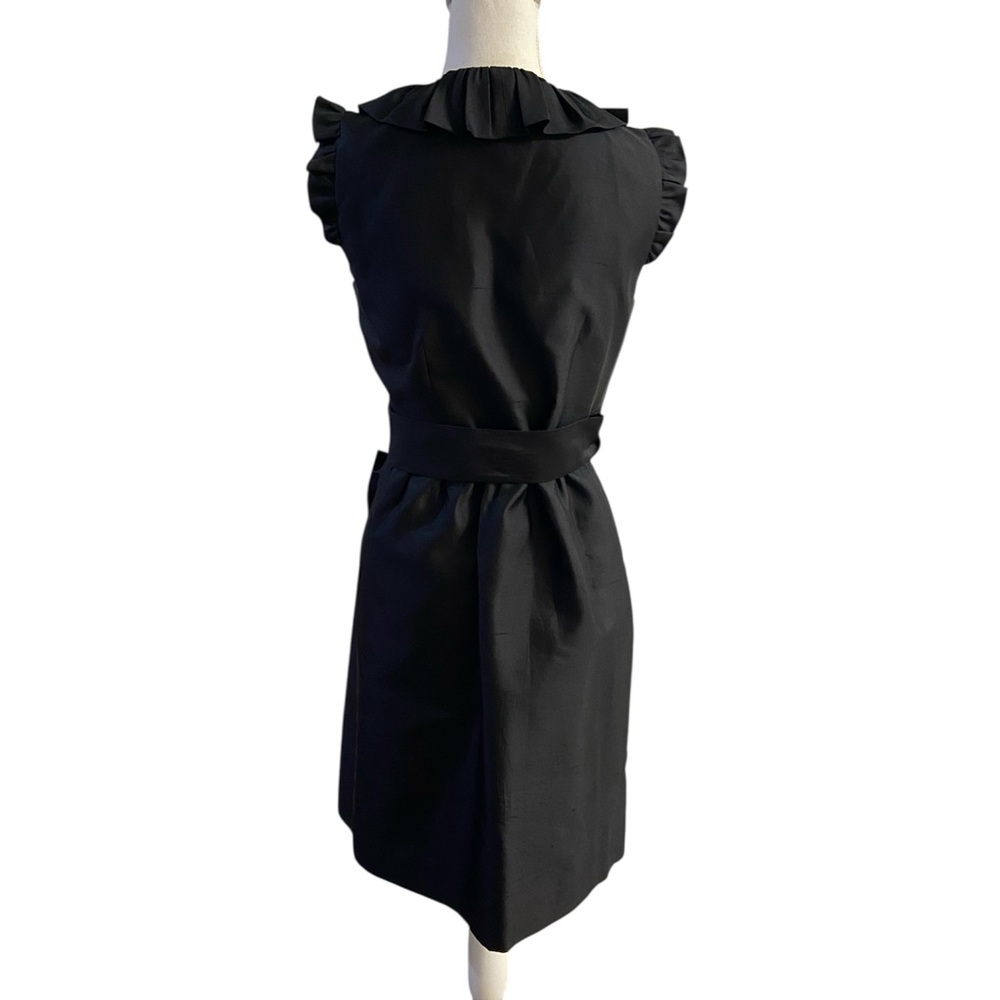 Kate Spade Aubrey ruffled silk blend black wrap dress Sz 4 - Picture 6 of 13